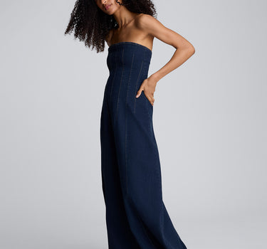 Vestido largo sin tirantes para mujer
