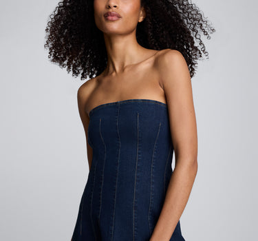 Vestido largo sin tirantes para mujer