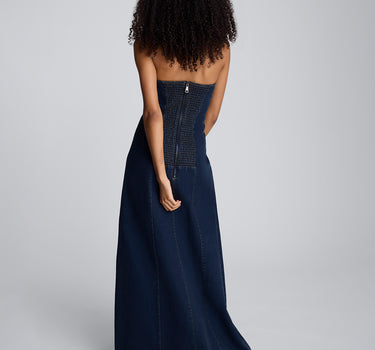 Vestido largo sin tirantes para mujer