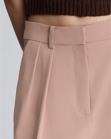 Pantalón ancho de cintura alta con doble pliegue para mujer