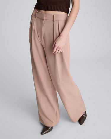 Pantalón ancho de cintura alta con doble pliegue para mujer
