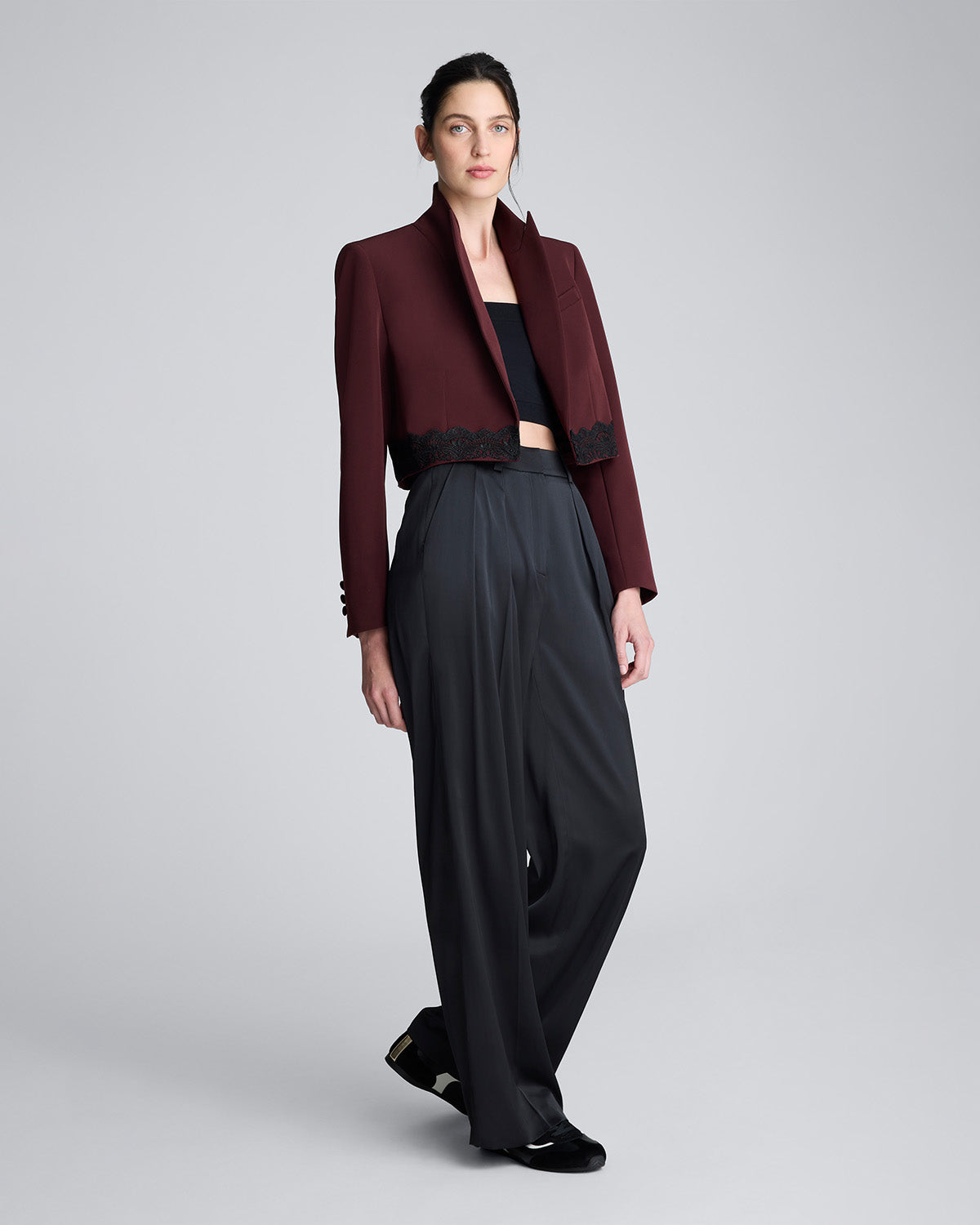 Blazer corto ajustado para mujer luxe twill