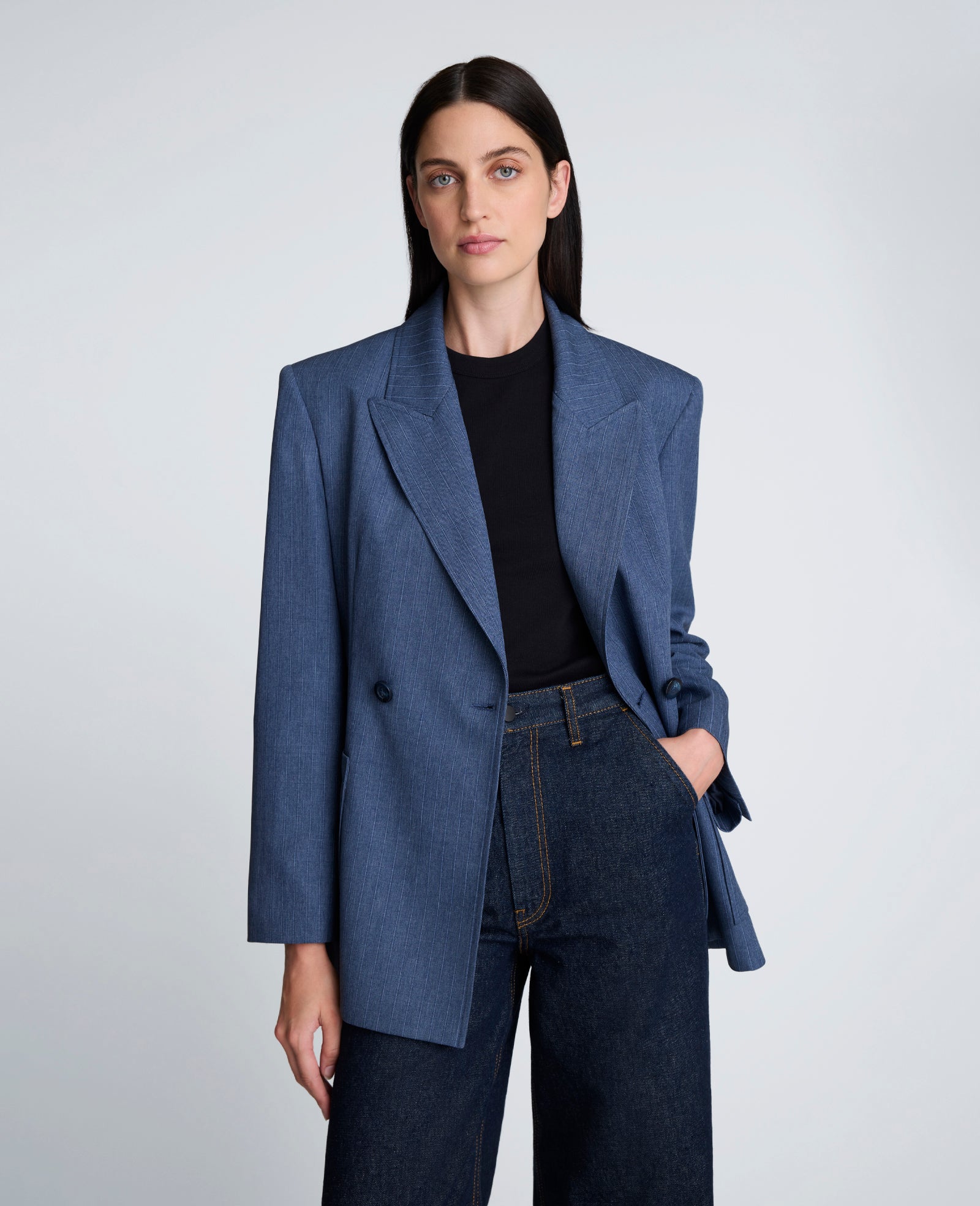 Blazer entallado cruzado para mujer