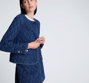 Chaqueta sin cuello con acolchado para mujer