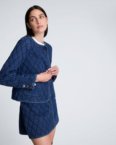 Chaqueta sin cuello con acolchado para mujer