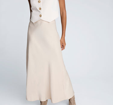 Falda maxi acampanada con cintura elastica para mujer