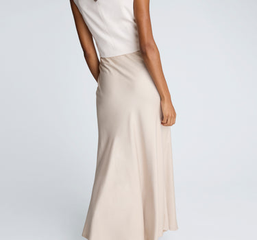 Falda maxi acampanada con cintura elastica para mujer