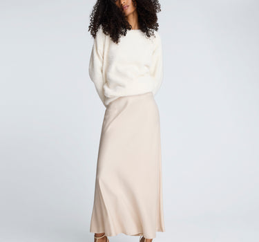 Falda maxi acampanada con cintura elastica para mujer