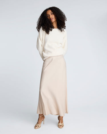 Falda maxi acampanada con cintura elastica para mujer