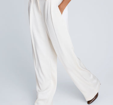 Pantalón de pinzas dobles y cintura alta para mujer