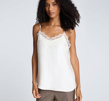 Blusa de tiras en satín con encaje para mujer