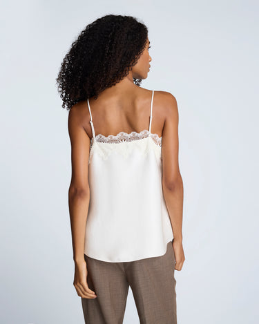 Blusa de tiras en satín con encaje para mujer