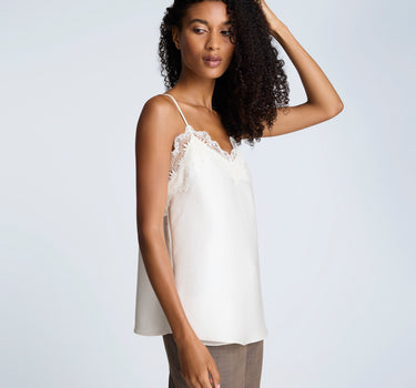 Blusa de tiras en satín con encaje para mujer
