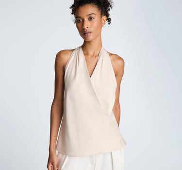 Blusa cruzada con cuello halter para mujer