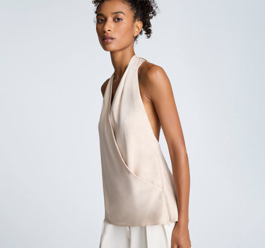 Blusa cruzada con cuello halter para mujer