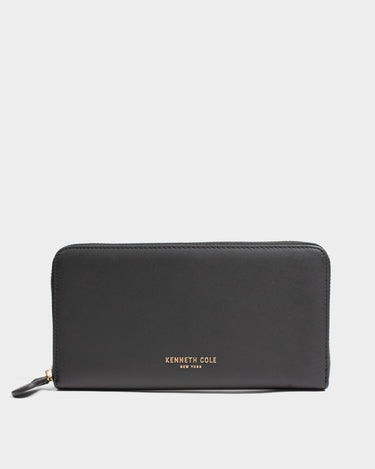 Billetera con cremallera de cuero para mujer luxa