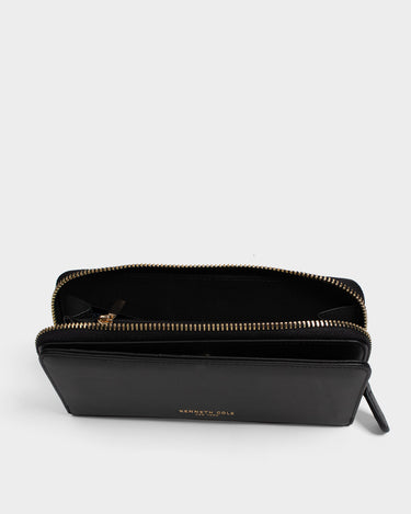 Billetera con cremallera de cuero para mujer luxa