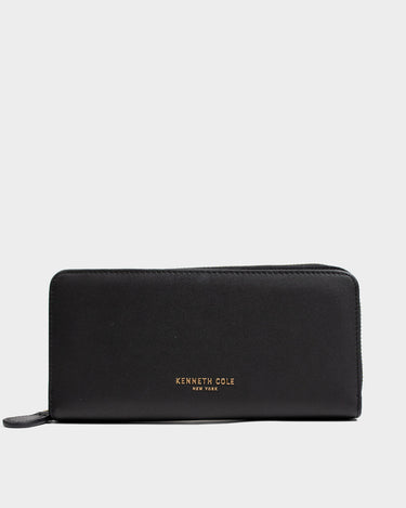 Billetera con cremallera de cuero para mujer luxa