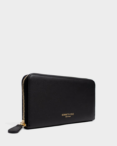 Billetera con cremallera de cuero para mujer luxa