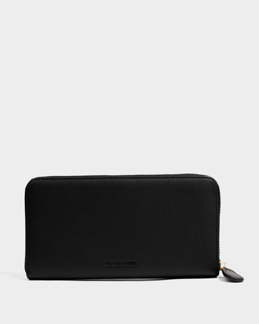 Billetera con cremallera de cuero para mujer luxa