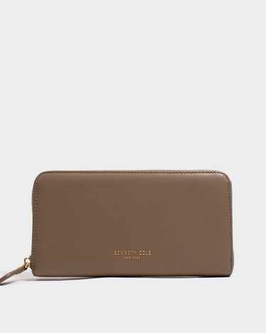 Billetera con cremallera de cuero para mujer luxa