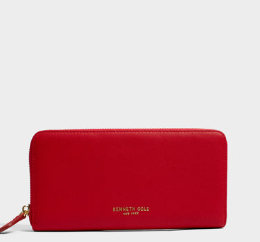Billetera con cremallera de cuero para mujer luxa