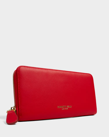 Billetera con cremallera de cuero para mujer luxa
