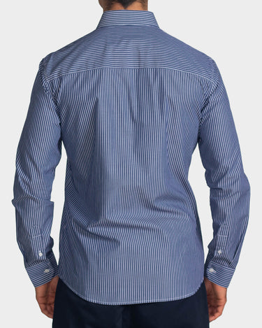 Camisa manga larga a rayas para hombre navy