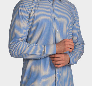 Camisa manga larga a rayas para hombre blue