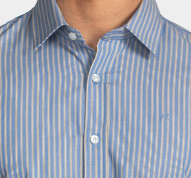 Camisa manga larga a rayas para hombre blue