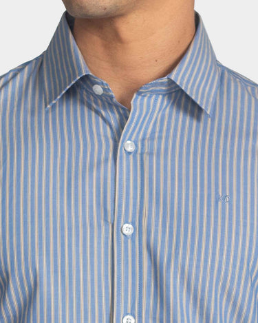 Camisa manga larga a rayas para hombre blue