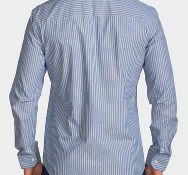 Camisa manga larga a rayas para hombre blue