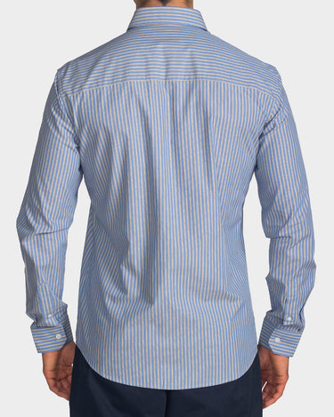 Camisa manga larga a rayas para hombre blue
