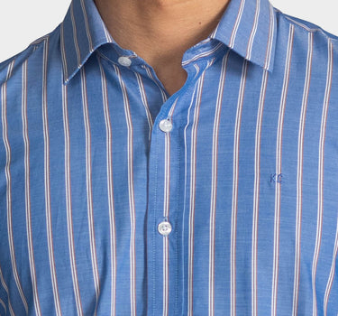 Camisa manga larga a rayas para hombre blue