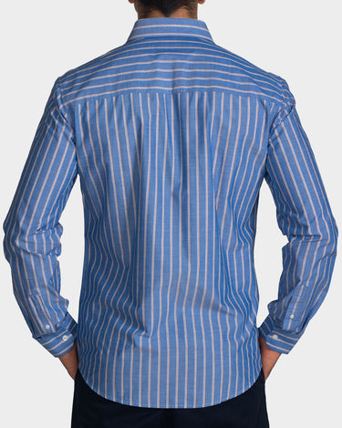 Camisa manga larga a rayas para hombre blue