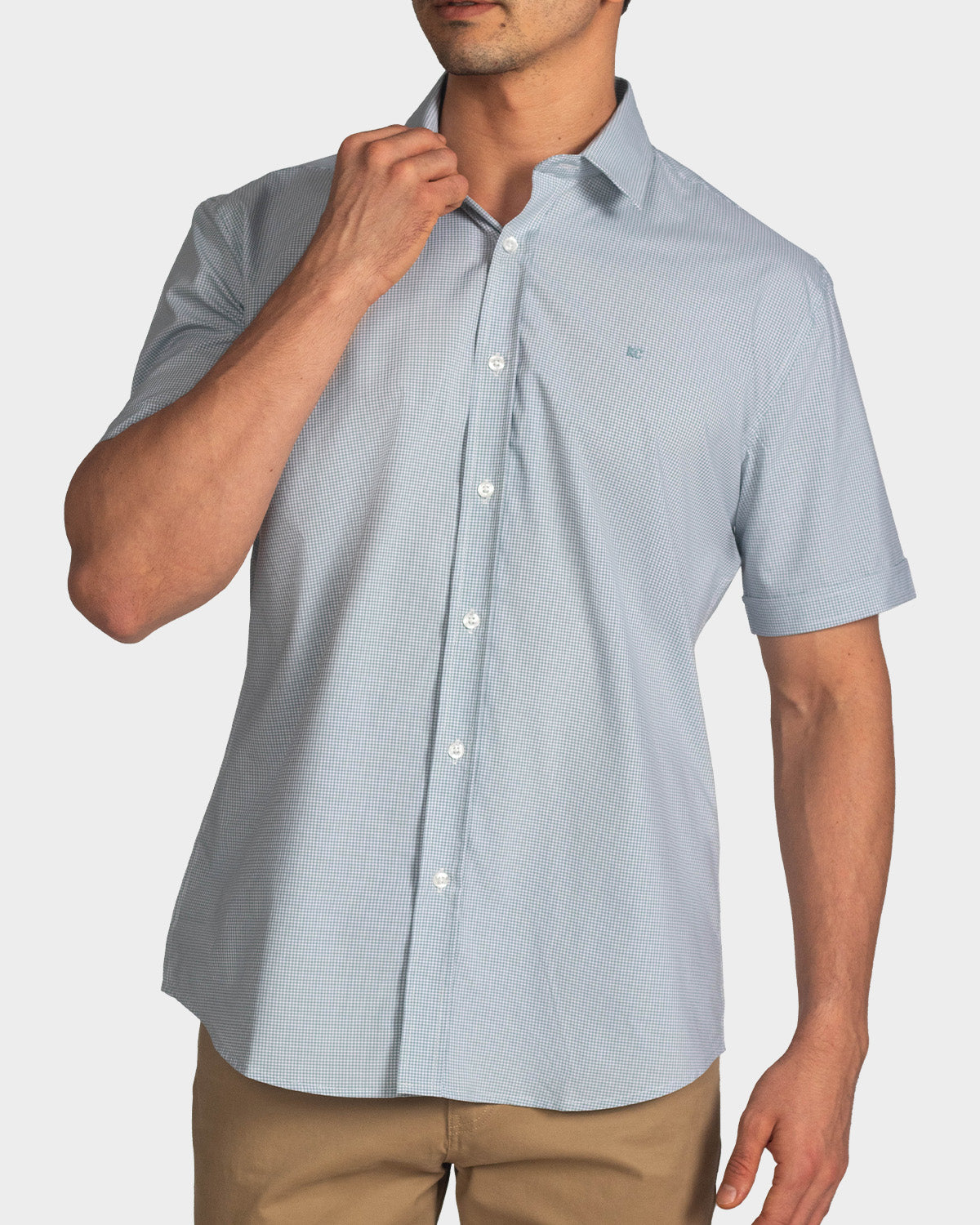 Camisa manga corta a cuadros para hombre