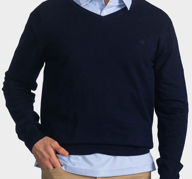Suéter para hombre cuello v