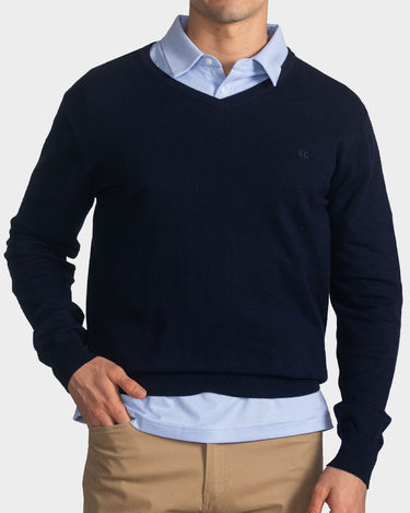 Suéter para hombre cuello v