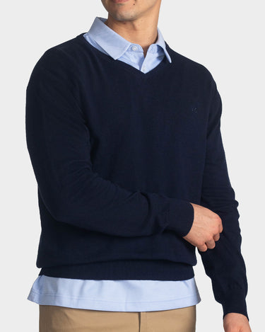 Suéter para hombre cuello v
