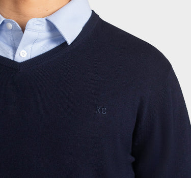 Suéter para hombre cuello v