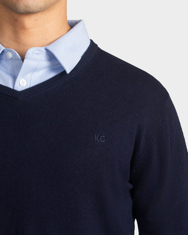 Suéter para hombre cuello v