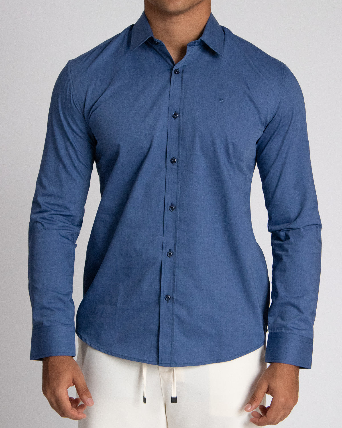 Camisa casual manga larga para hombre blue