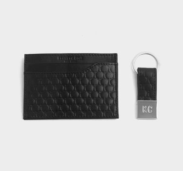 Set de tarjetero y llavero de cuero para hombre asher