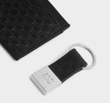 Set de tarjetero y llavero de cuero para hombre asher