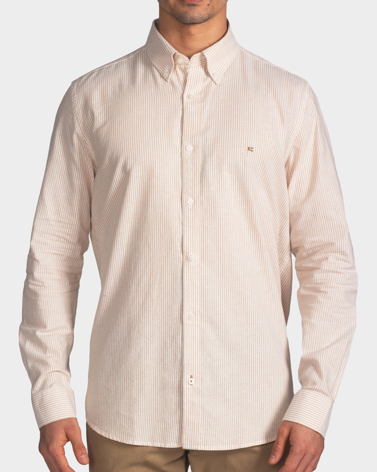 Camisa manga larga a rayas para hombre