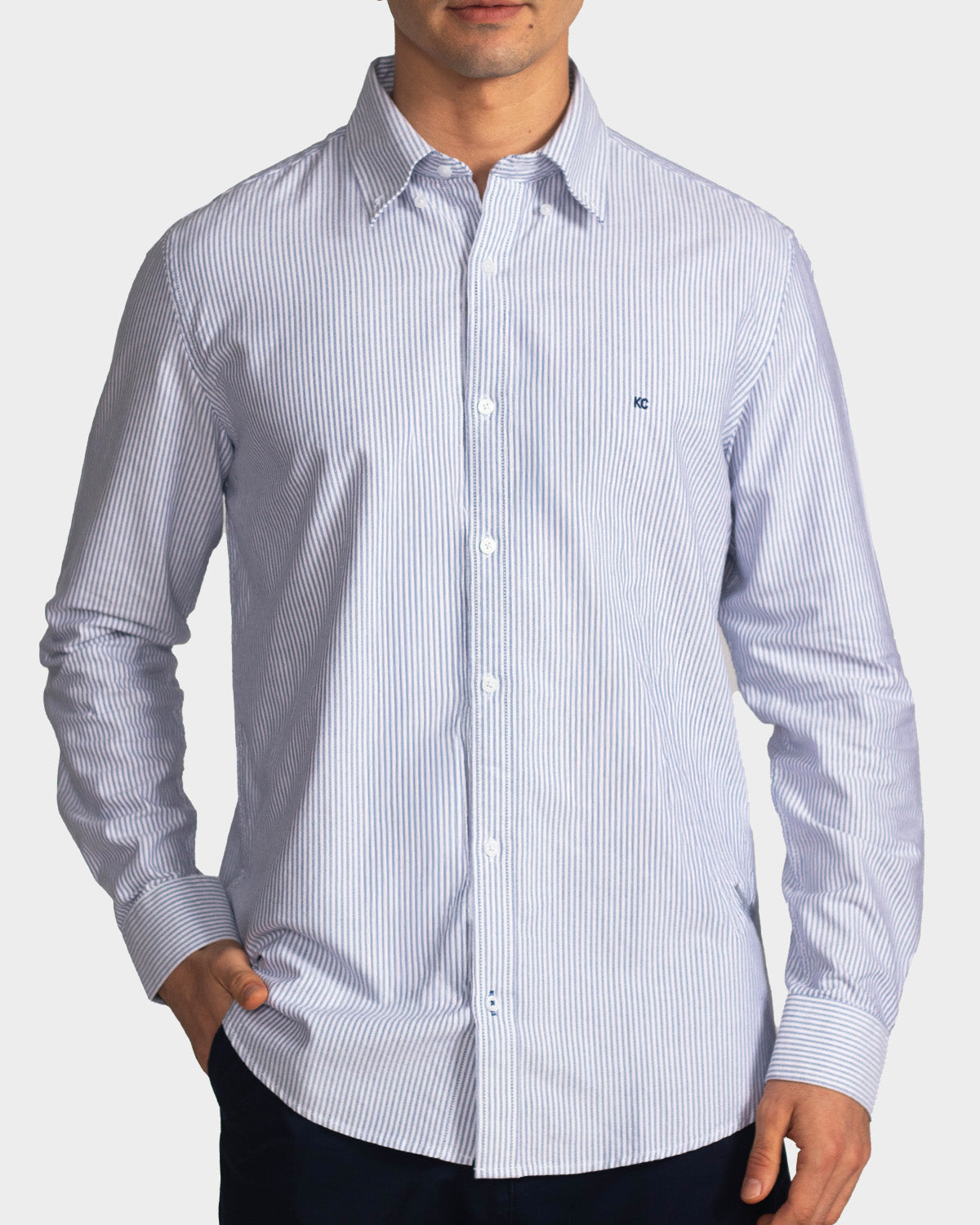 Camisa manga larga a rayas para hombre