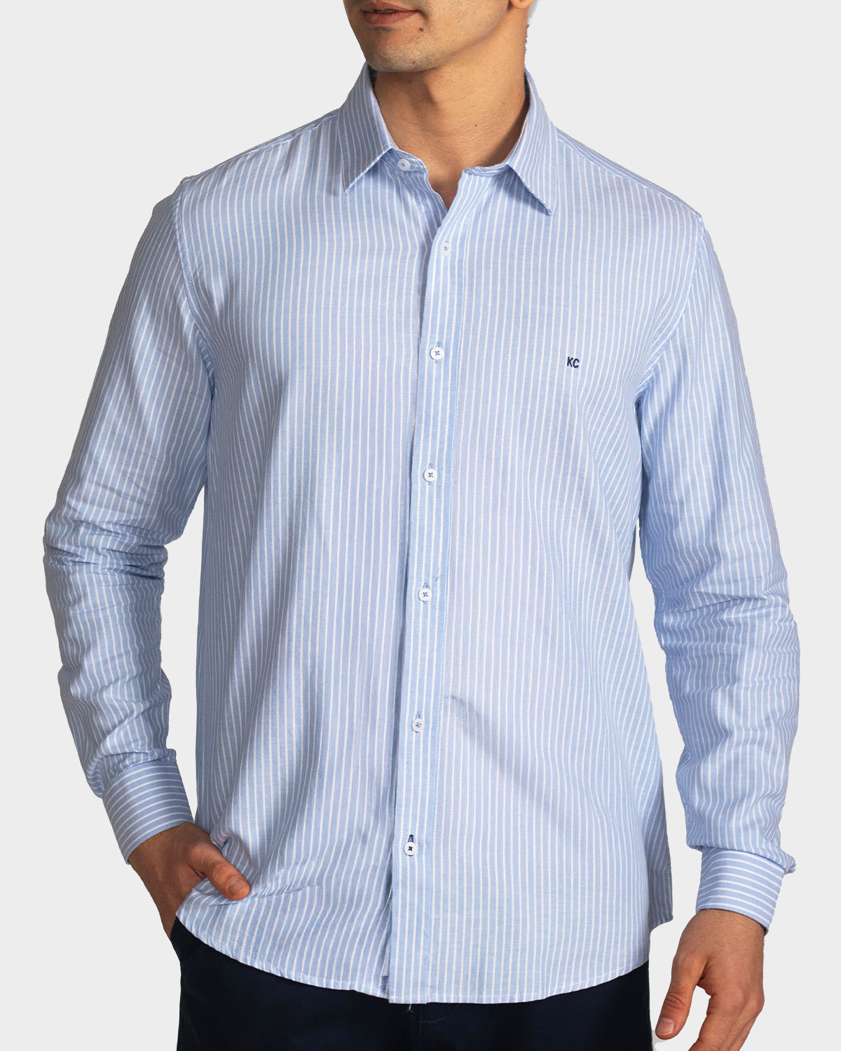 Camisa manga larga a rayas para hombre