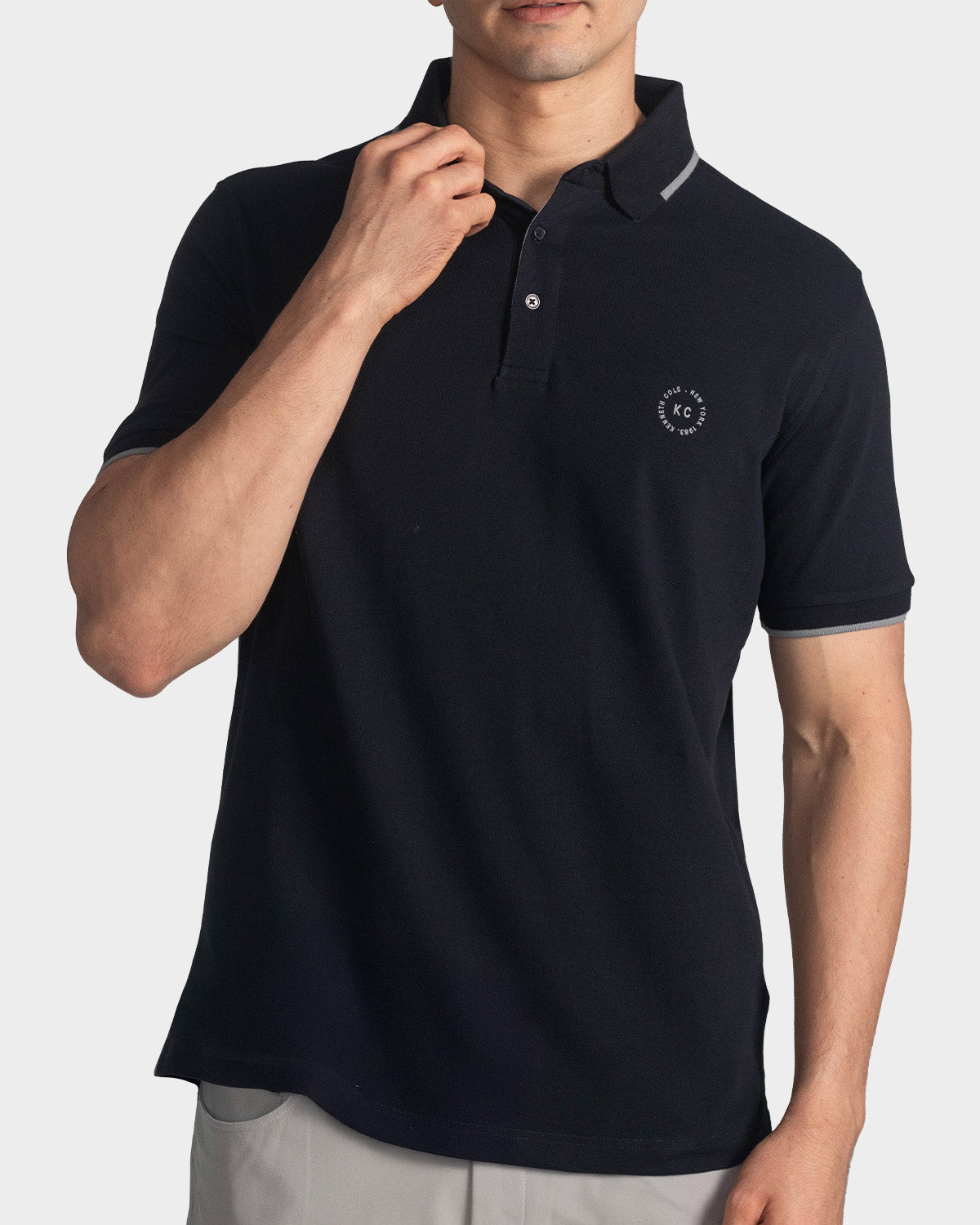 Polo fondo entero para hombre black