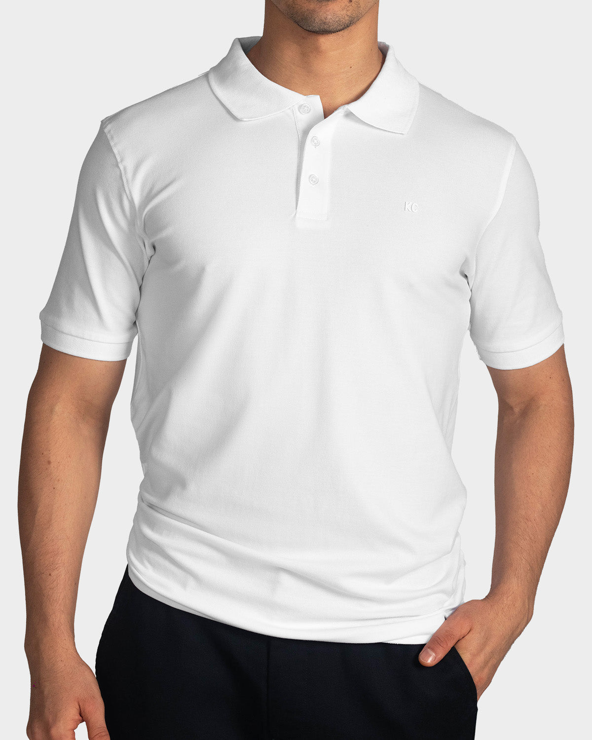 Polo fondo entero para hombre white
