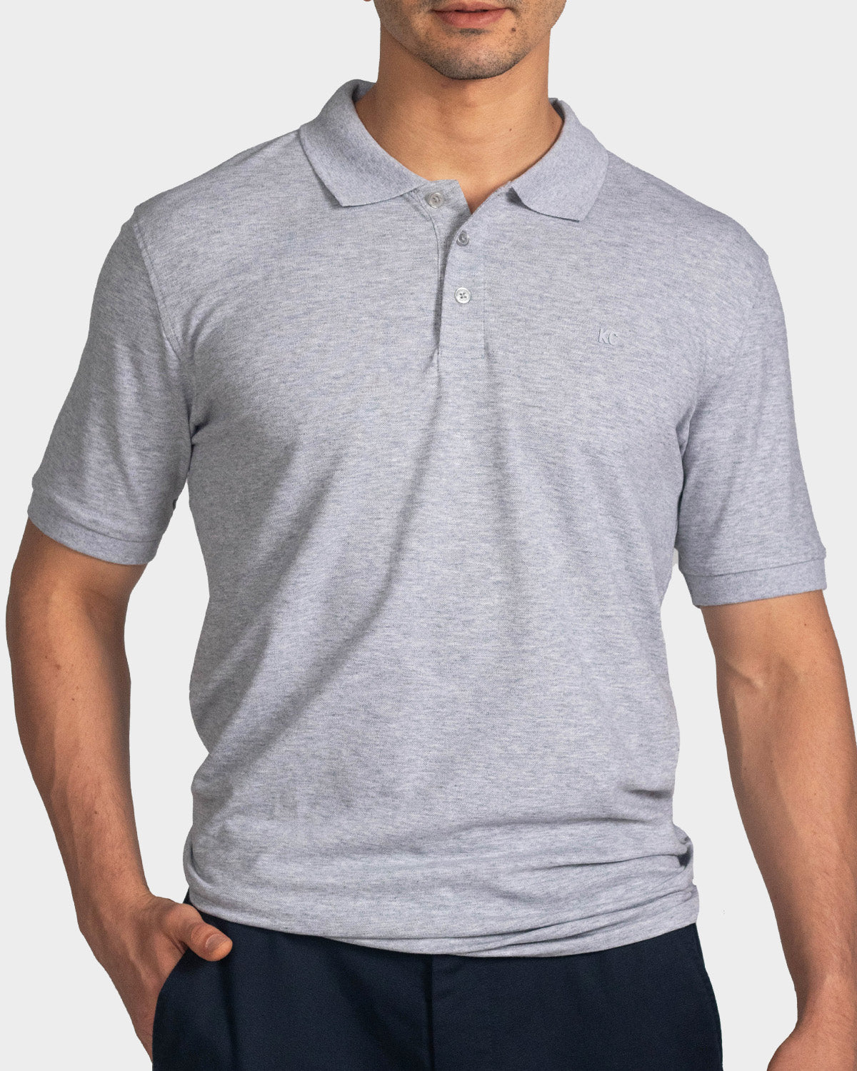 Polo fondo entero para hombre silver